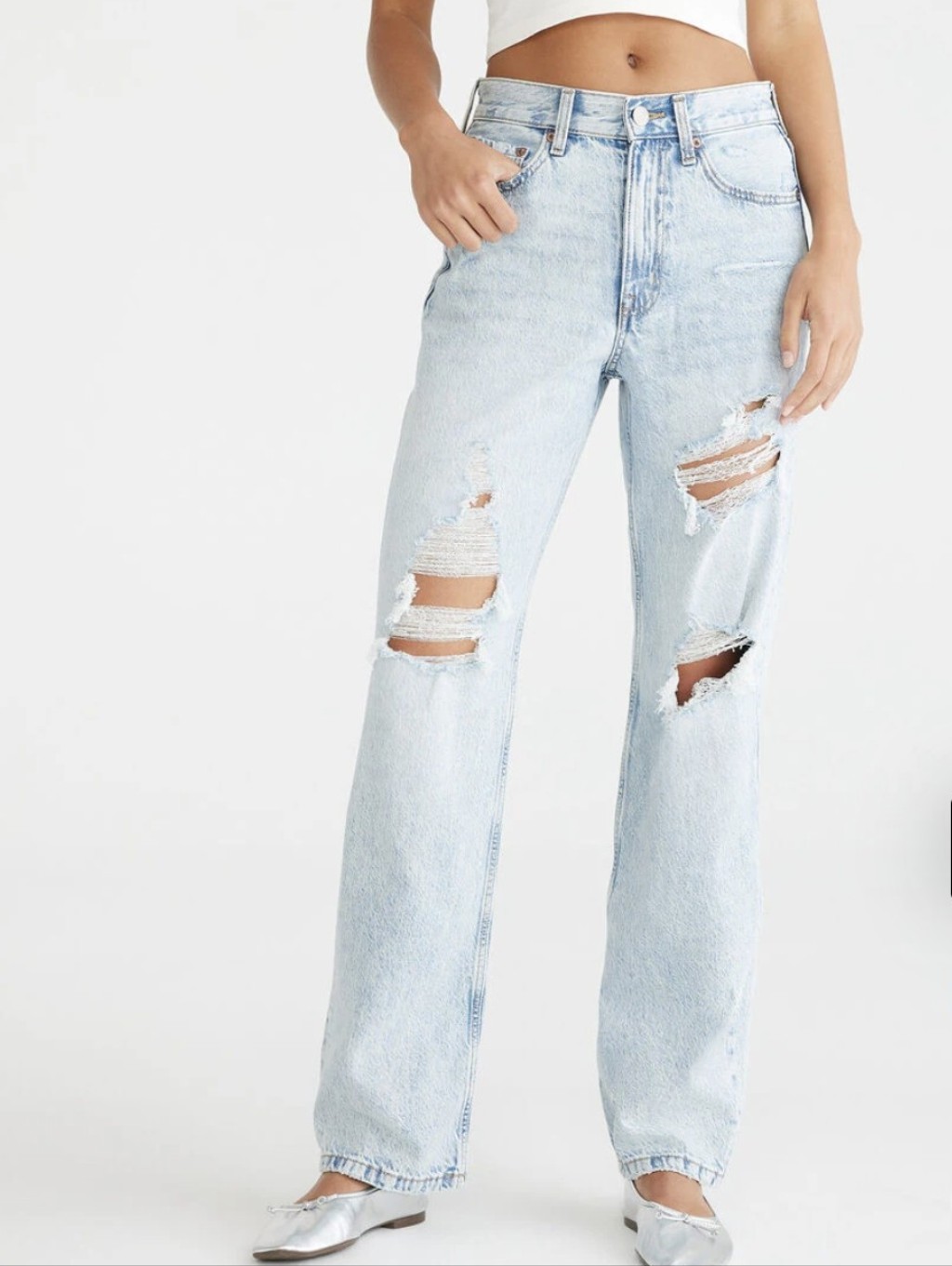 Aeropostale High-Rise Baggy Jeans Light Wash Womens Size 2r